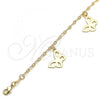 Oro Laminado Charm Anklet , Gold Filled Style Butterfly Design, Polished, Golden Finish, 03.63.2193.10