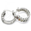 Rhodium Plated Small Hoop, with Multicolor Micro Pave, Polished, Rhodium Finish, 02.210.0289.7.20
