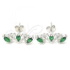 Sterling Silver Stud Earring, with Green Cubic Zirconia, Polished, Rhodium Finish, 02.371.0007.1