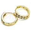 Oro Laminado Huggie Hoop, Gold Filled Style with Black and White Cubic Zirconia, Polished, Golden Finish, 02.266.0029.2.20