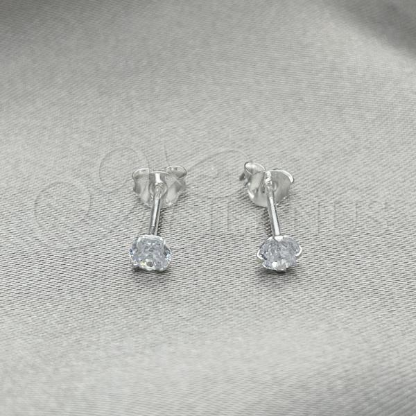 Sterling Silver Stud Earring, with White Cubic Zirconia, Polished, Silver Finish, 02.401.0054.04