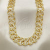 Oro Laminado Basic Necklace, Gold Filled Style with White Cubic Zirconia, Polished, Golden Finish, 03.284.0005.28