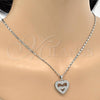 Rhodium Plated Pendant Necklace, Heart Design, with White Micro Pave, Polished, Rhodium Finish, 04.156.0031.1.20