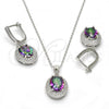 Sterling Silver Earring and Pendant Adult Set, with White Cubic Zirconia and White Micro Pave, Polished, Rhodium Finish, 10.186.0019