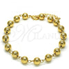 Oro Laminado Fancy Anklet, Gold Filled Style Ball Design, Polished, Golden Finish, 03.93.0011.10