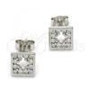 Sterling Silver Stud Earring, with White Cubic Zirconia, Polished, Rhodium Finish, 02.186.0030