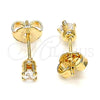 Oro Laminado Stud Earring, Gold Filled Style with White Cubic Zirconia, Polished, Golden Finish, 5.128.015