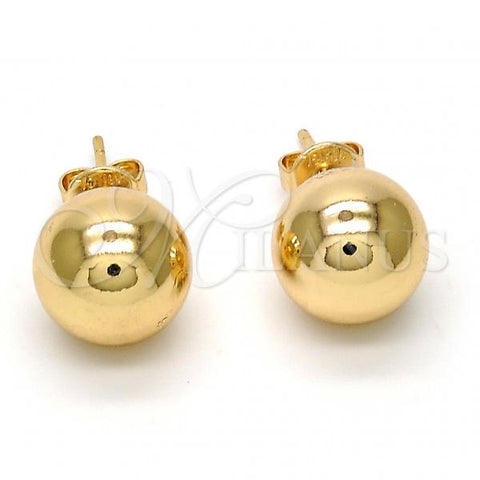 Oro Laminado Stud Earring, Gold Filled Style Ball Design, Polished, Golden Finish, 5.128.014