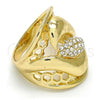 Oro Laminado Multi Stone Ring, Gold Filled Style Flower Design, with White Crystal, Polished, Golden Finish, 01.160.0003.08 (Size 8)