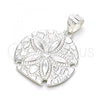 Sterling Silver Fancy Pendant, Flower Design, Polished,, 05.398.0020