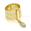 Oro Laminado Elegant Ring, Gold Filled Style Semanario and Guadalupe Design, Diamond Cutting Finish, Golden Finish, 01.253.0038.1.08 (Size 8)