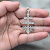 Sterling Silver Religious Pendant, Crucifix and Jesus Design, Polished, Silver Finish, 05.392.0092