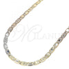 Oro Laminado Basic Necklace, Gold Filled Style Mariner Design, Diamond Cutting Finish, Tricolor, 04.65.0207.24