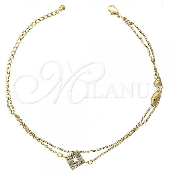 Oro Laminado Fancy Bracelet, Gold Filled Style with  Micro Pave, Golden Finish, 03.100.0001