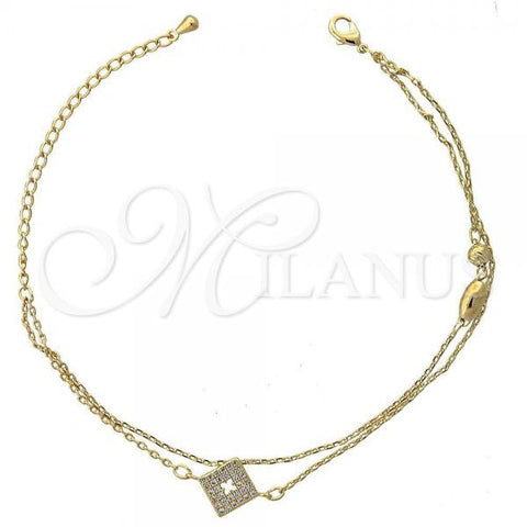 Oro Laminado Fancy Bracelet, Gold Filled Style with  Micro Pave, Golden Finish, 03.100.0001