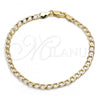 Oro Laminado Basic Bracelet, Gold Filled Style Curb Design, Polished, Golden Finish, 5.222.005.08