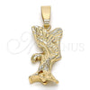 Oro Laminado Fancy Pendant, Gold Filled Style Eagle Design, Diamond Cutting Finish, Golden Finish, 5.183.020
