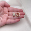 Oro Laminado Huggie Hoop, Gold Filled Style with Garnet and White Cubic Zirconia, Polished, Golden Finish, 02.210.0039.2.15