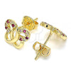 Oro Laminado Stud Earring, Gold Filled Style Butterfly Design, with Ruby and White Micro Pave, Polished, Golden Finish, 02.233.0026.2