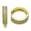 Oro Laminado Huggie Hoop, Gold Filled Style Cluster Design, with White Cubic Zirconia, Polished, Golden Finish, 02.210.0849.23