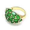 Oro Laminado Multi Stone Ring, Gold Filled Style with Green Cubic Zirconia, Polished, Golden Finish, 01.346.0022.2.07