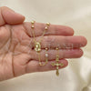 Oro Laminado Thin Rosary, Gold Filled Style Jesus and Crucifix Design, Polished, Tricolor, 09.253.0053.22