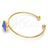 Oro Laminado Individual Bangle, Gold Filled Style with Blue Shade Swarovski Crystals, Polished, Golden Finish, 07.239.0012.2 (02 MM Thickness, One size fits all)