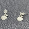 Sterling Silver Long Earring, Shell Design, with White Cubic Zirconia, Polished, Silver Finish, 02.401.0064