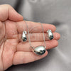 Rhodium Plated Necklace and Earring, Teardrop and Box Design, Polished, Rhodium Finish, 06.417.0014.1