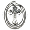 Stainless Steel Pendant Necklace, Crucifix Design, with White Cubic Zirconia, Polished, Steel Finish, 04.116.0045.30