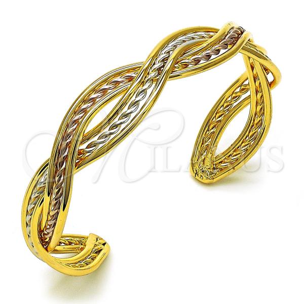 Oro Laminado Individual Bangle, Gold Filled Style Polished, Tricolor, 07.170.0036