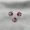 Sterling Silver Earring and Pendant Adult Set, with Garnet Crystal, Polished, Silver Finish, 10.408.0001.01