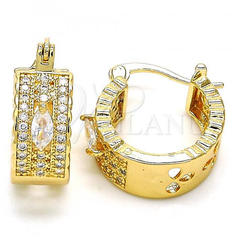 Oro Laminado Small Hoop, Gold Filled Style with White Cubic Zirconia, Polished, Golden Finish, 02.210.0302.20