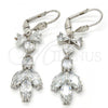 Rhodium Plated Long Earring, Leaf and Heart Design, with White Cubic Zirconia, Polished, Rhodium Finish, 02.205.0055.5