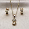 Oro Laminado Earring and Pendant Adult Set, Gold Filled Style Ball and Infinite Design, with White Micro Pave, Polished, Golden Finish, 10.342.0220