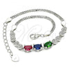 Sterling Silver Fancy Bracelet, with Multicolor Cubic Zirconia, Polished, Rhodium Finish, 03.286.0011.4.07