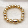 Oro Laminado Fancy Bracelet, Gold Filled Style Expandable Bead and Ball Design, Matte Finish, Golden Finish, 03.213.0281.07
