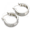 Rhodium Plated Small Hoop, with White Micro Pave, Polished, Rhodium Finish, 02.210.0271.4.20