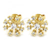 Oro Laminado Stud Earring, Gold Filled Style with White Cubic Zirconia, Polished, Golden Finish, 02.156.0309