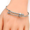 Stainless Steel Individual Bangle, Love Design, with White Crystal, Polished, Steel Finish, 07.258.0001.05 (02 MM Thickness, Size 5 - 2.50 Diameter)
