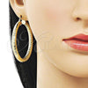 Oro Laminado Medium Hoop, Gold Filled Style Hollow Design, Diamond Cutting Finish, Golden Finish, 02.213.0312.50