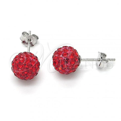 Sterling Silver Stud Earring, with Garnet Crystal, Polished, Rhodium Finish, 02.332.0042.5