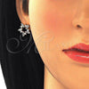 Oro Laminado Stud Earring, Gold Filled Style with White Cubic Zirconia, Polished, Golden Finish, 02.156.0308