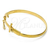 Oro Laminado Individual Bangle, Gold Filled Style Anchor Design, Polished, Golden Finish, 07.192.0012.06 (25 MM Thickness, Size 6 - 2.75 Diameter)