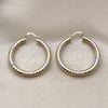 Oro Laminado Medium Hoop, Gold Filled Style Hollow Design, Diamond Cutting Finish, Tricolor, 02.213.0312.1.40