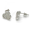 Sterling Silver Stud Earring, with White Micro Pave, Rhodium Finish, 02.175.0102