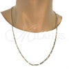 Gold Tone Basic Necklace, Figaro Design, Polished, Golden Finish, 04.242.0015.28GT