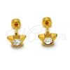 Stainless Steel Stud Earring, Star Design, with White Crystal, Polished, Golden Finish, 02.271.0016