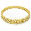 Gold Tone Individual Bangle, with White Crystal, Polished, Golden Finish, 07.252.0020.05.GT (05 MM Thickness, Size 5 - 2.50 Diameter)