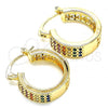 Oro Laminado Small Hoop, Gold Filled Style with Multicolor Cubic Zirconia, Polished, Golden Finish, 02.210.0266.3.20